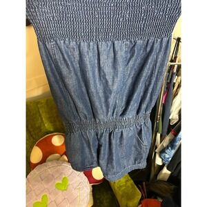 Weekender Denim Smocked Strapless Romper Jumpsuit Women's Small